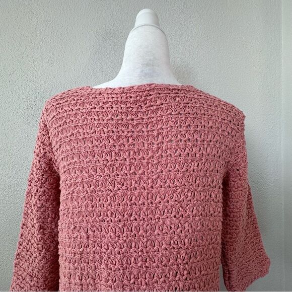 Crochet Sweater Open Knit Peach Orange Tunic - Picture 6 of 11